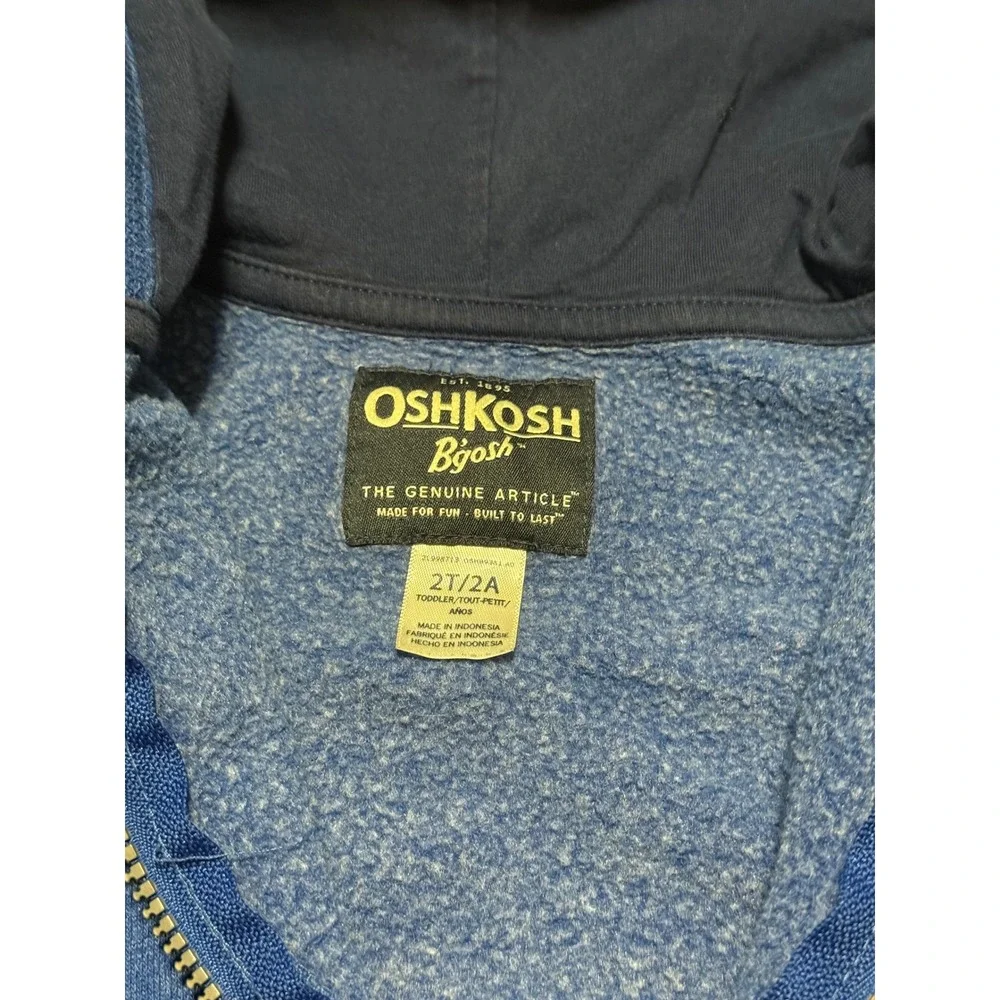 OshKosh B'Gosh Blue Zip Up Hoodie Toddler‎ Size 2T Applique Logo